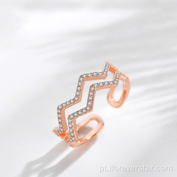 Rose Gold Fine Jewelry 925 Anéis de Prata Zircão